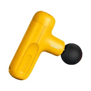 Mini 5-Speed Silicone Handheld Body Massager with 4 Interchangeable Heads in Yellow