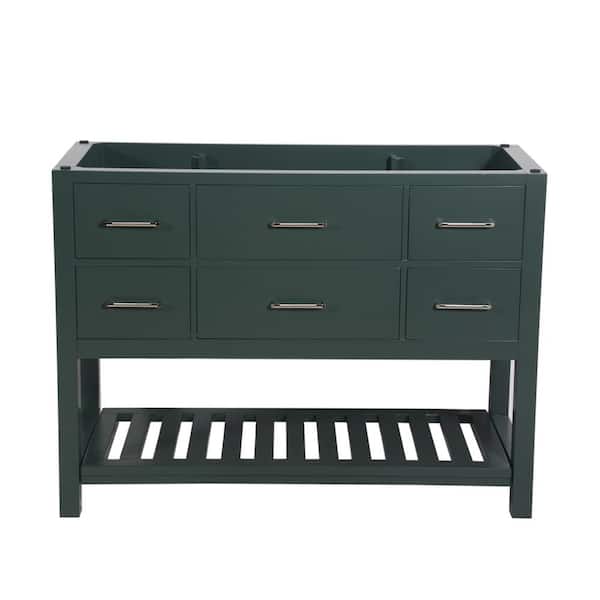Unbranded Santa Monica 48 in. W x 18 in. D x 35 in. H Bath Vanity Cabinet without Top in Dark Green