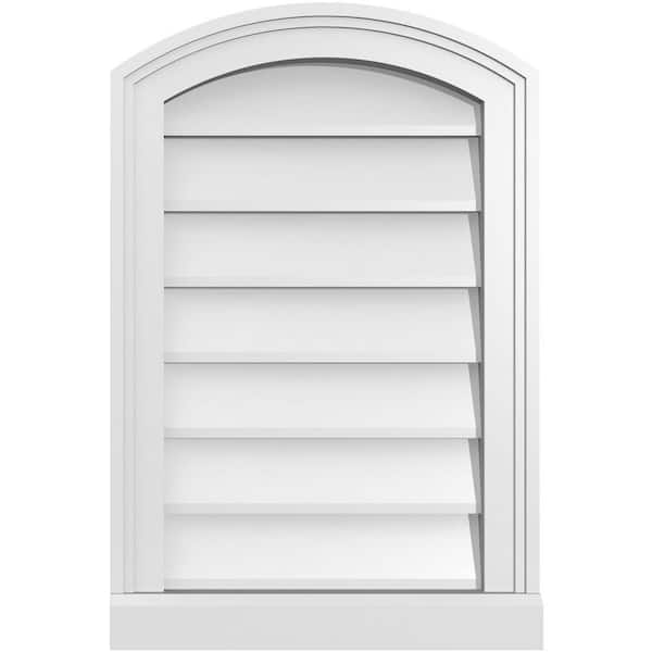 Ekena Millwork 16" x 24" Arch Top Surface Mount PVC Gable Vent: Functional with Brickmould Sill Frame