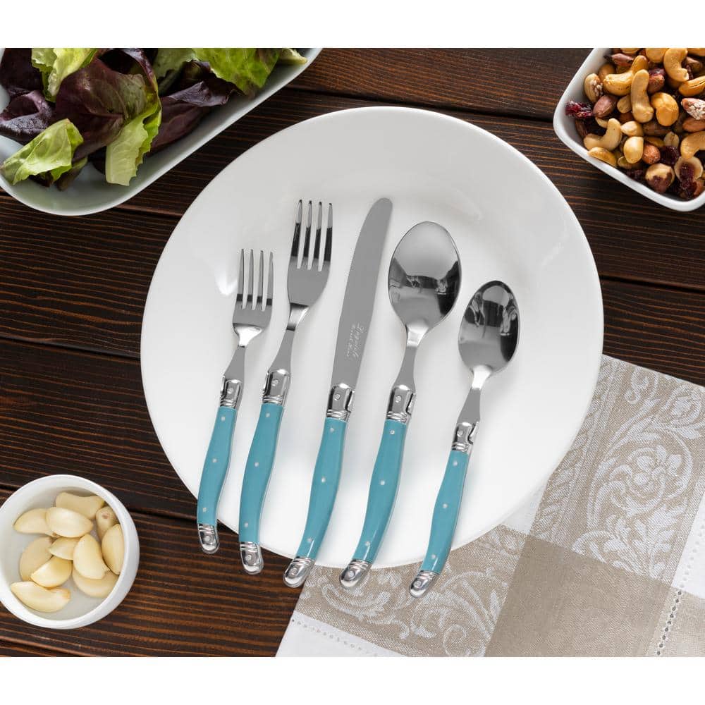 Aegean Teal Stainless Steel Flatware Set, Service for 4