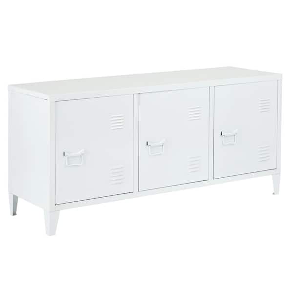 Homy Casa Matapouri 3-Door White Metal Cabinet