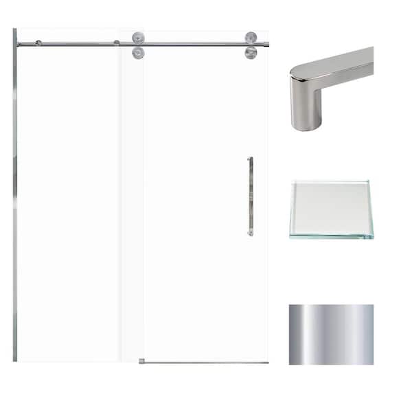 Transolid Teegan Plus 59 in. W x 80 in. H Sliding Door with Fixed Panel Semi-Frameless Shower Door with Clear Glass