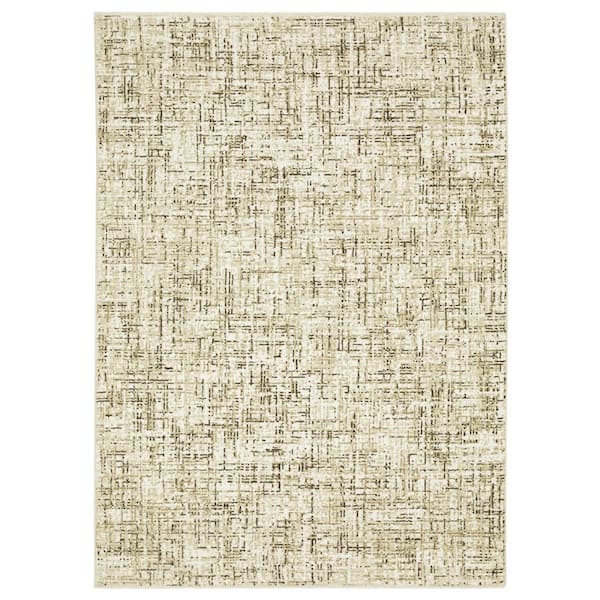 10 ft. x 13 ft. Ivory, Blue Abstract Washable Area Rug