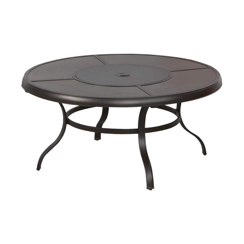 Hampton Bay Redwood Black Steel Outdoor Patio Fire Pit Table Redwoodfptbl The Home Depot 