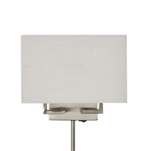 Hardwire or Plug-In Shade Polished Nickel Modern Wall Sconce Light with Rect 