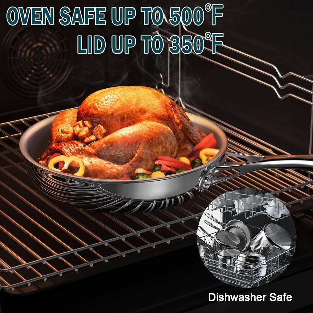 10.5-Inch Stainless Steel Wok with Glass Lid