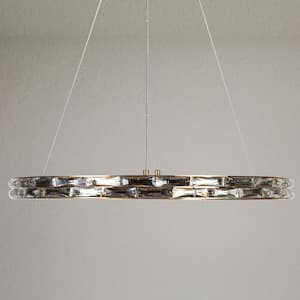 Sledeifyra 1-Light Dimmable Integrated LED Brass Chandelier with Crystal Accent