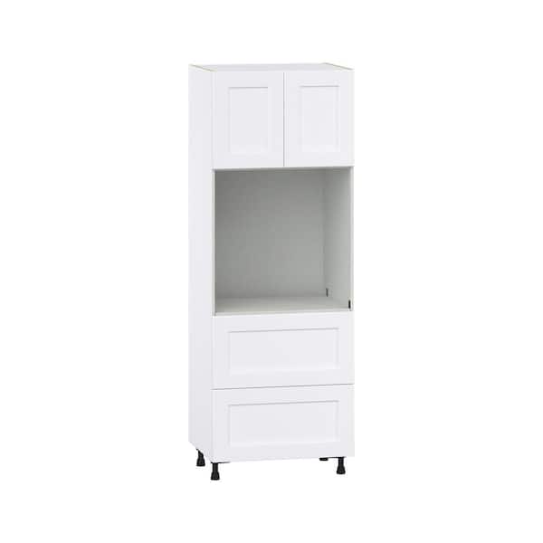 Roseland 30 in. W x 24 in. D x 84.5 in. H Assembled Shaker Singe Oven Kitchen Cabinet in Warm White with Drawers