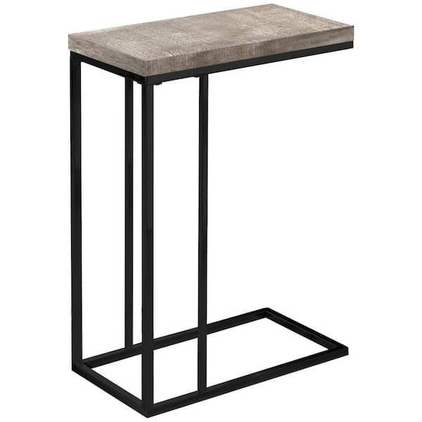 HomeRoots Jasmine 25.25 in. Taupe/ Black Metal End Table