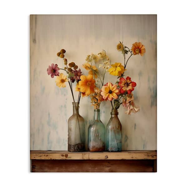 Stupell Industries Rustic Spring Flowers Shelf by Arlington Prints Unframed Nature Graphic Art Print 30 in. x 24 in.
