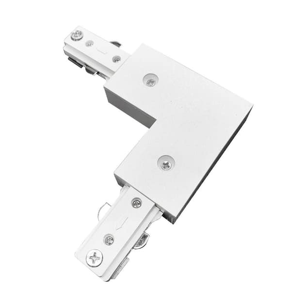 White 3-Wire L-Connector for H-Track: Single Circuit Track Lighting Connector