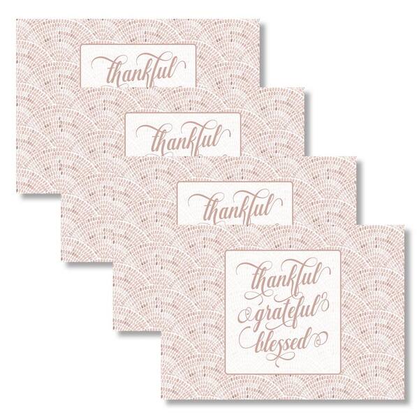 Morgan Home MHF Home 18 in. x 13 in. Polypropylene Thankful Grateful Bless Sand Placemats (Set of 4)