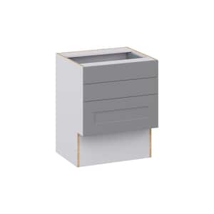 Bristol Painted Slate Gray Shaker Assembled 24 in.W x 30 in.H x 21 in.D Vanity ADA 3 Drawers Base Kitchen Cabinet