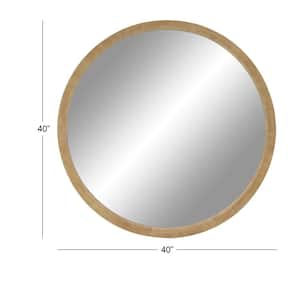 40 in. x 40 in. Round Framed Brown Wall Mirror