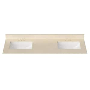 61 in. W x 22 in. D Cultured Marble Rectangular Undermount Double Basin Vanity Top in Winter Snow