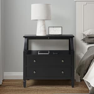 Jacqueline Black 2-Drawer Nightstand with Built-In Outlets