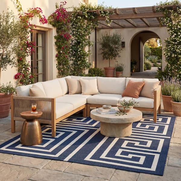 Zirelle Contemporary Navy 8 ft. x 10 ft. Outdoor Area Rug