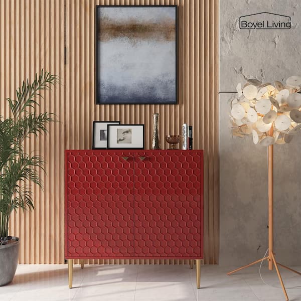 Boyel Living Red 32 in. H Modern Accent Cabinet with 2-Door and Adjustable shelves
