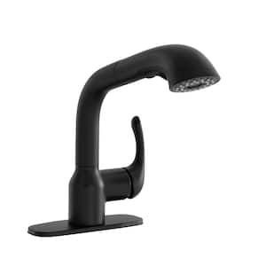 Dunning Single-Handle Pull-Out Laundry Faucet with Dual Spray Function in Matte Black