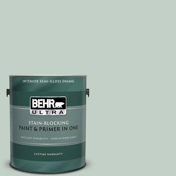 BEHR ULTRA 1 gal. #UL220-13 Frosted Jade Semi-Gloss Enamel Interior Paint and Primer in One