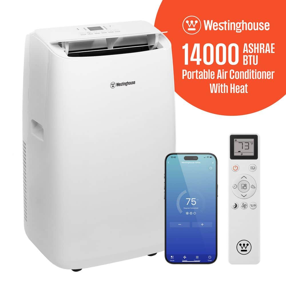 Westinghouse 14,000 BTU White Portable Air Conditioner with Heat Pump and Remote