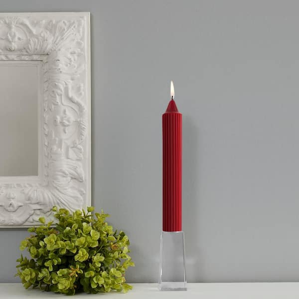 Grecian Collenette 9 in. Garnet Unscented Taper Candle (Set of 4)
