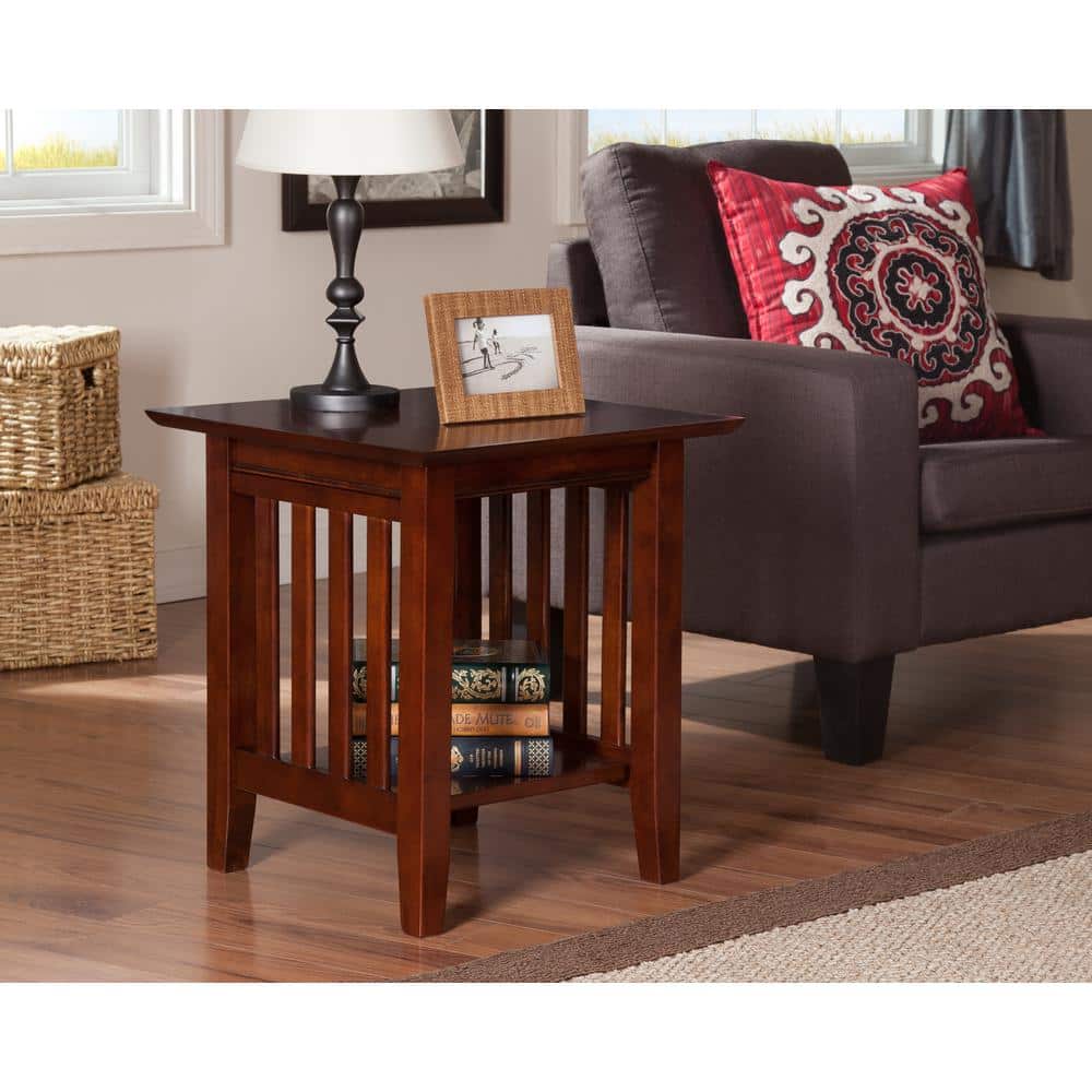 Walnut Mission Style Rectangular End Table