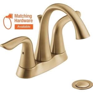 Lahara 4 in. Centerset 2-Handle Bathroom Faucet with Metal Drain Assembly in Champagne Bronze