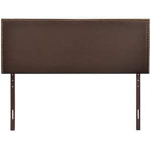 Region Dark Brown Queen Nailhead Upholstered Headboard