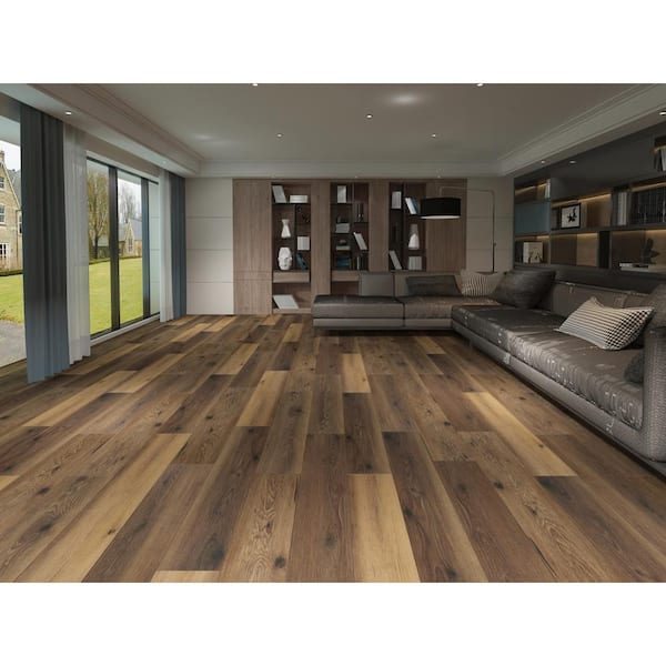 Mansion Caramel EIR 12 mm T x 7.7 in. W Uniclic HDF AC4 Waterproof Laminate Wood Flooring (15.9 sq. ft. /Case)