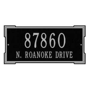 Rectangular Roanoke Standard Wall 2-Line Address Plaque - Black/Silver