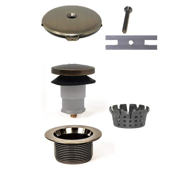 PF WaterWorks Toe Touch Tub Drain Trim Kit Antique Brass