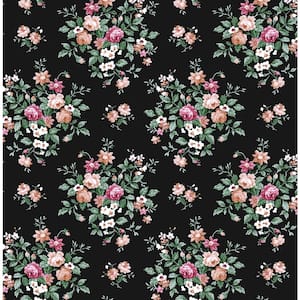 Ebony Floral Bunches Vinyl Peel and Stick Wallpaper Roll (30.75 sq. ft.)