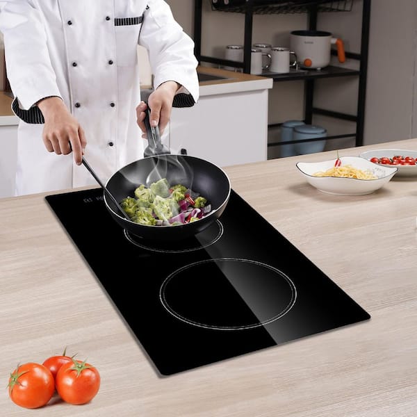 Built in Electric Stove Top 12in. 2 Burners Glass Radiant Cooktop with Sensor Touch Control Power Level Radiant