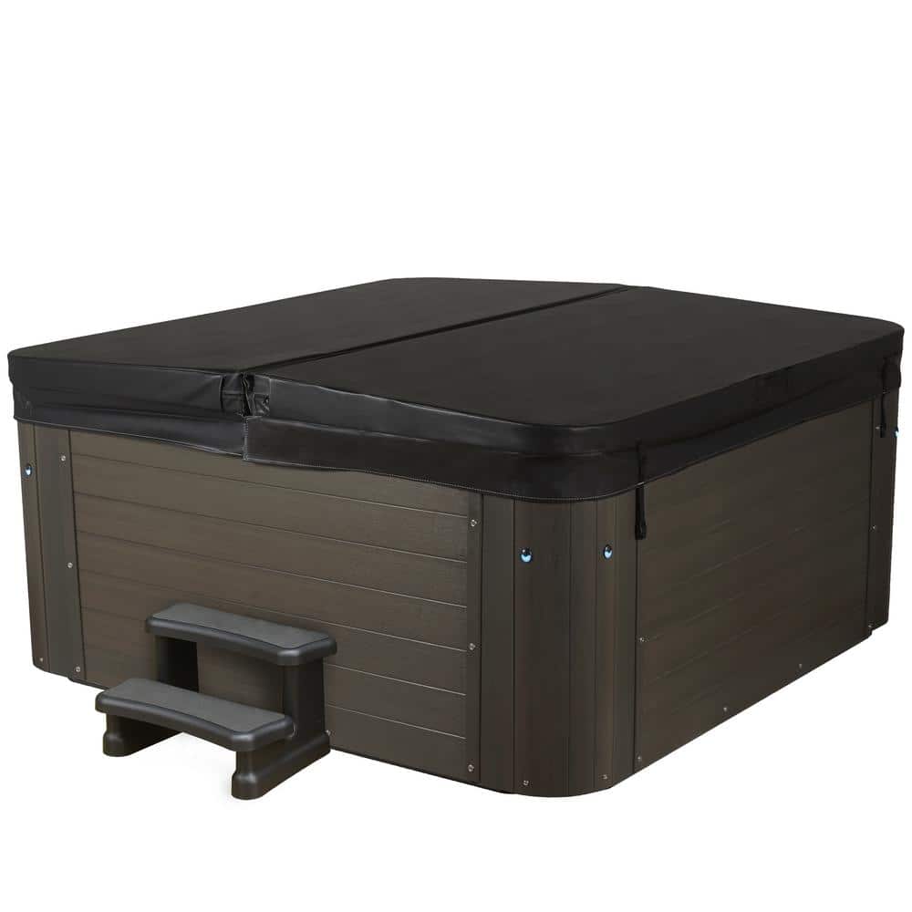Amplified 6-Person Square Gray Polyethylene Hot Tub with 100 Jets