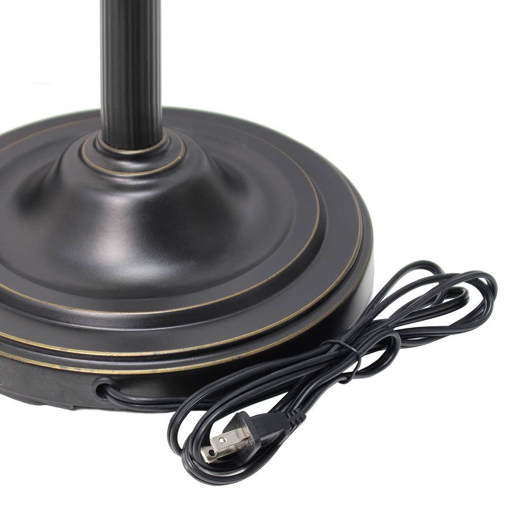 Restoration Bronze Torchiere Floor Lamp with Marble Glass Shades