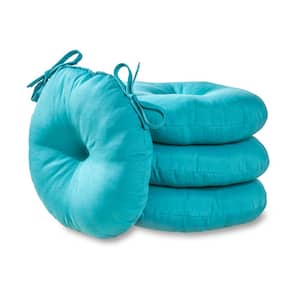Solid Teal 15 in. Round Outdoor Seat Cushion (4-Pack)