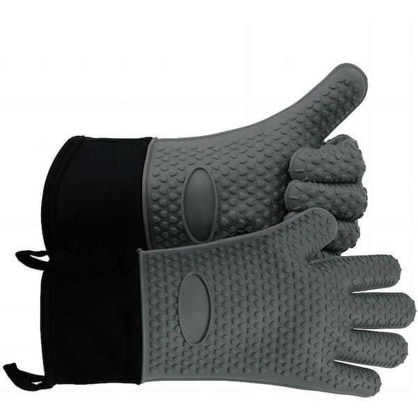 Cubilan BBQ Gloves, Grey Grilling Gloves Heat Resistant Oven