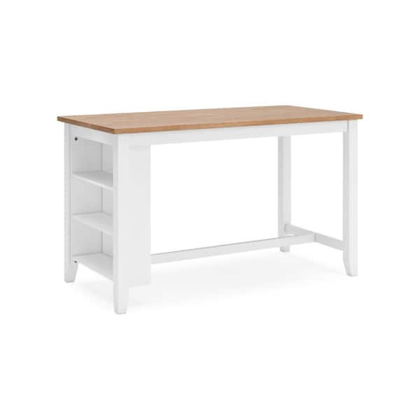 Gasy White and Brown Wood 30 in. 4-Legs Dining Table Seats-4