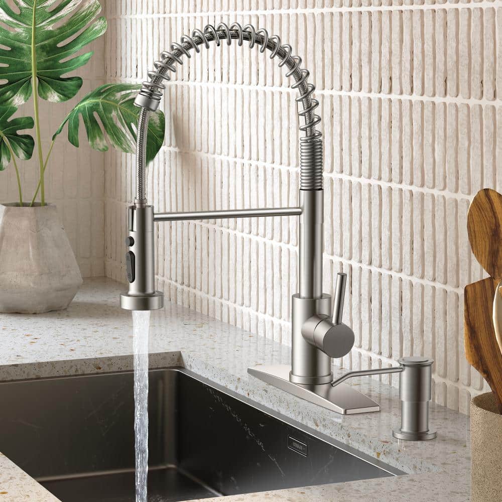 Brushed Nickel High-Arc Pull-Out Spray Kitchen Faucet