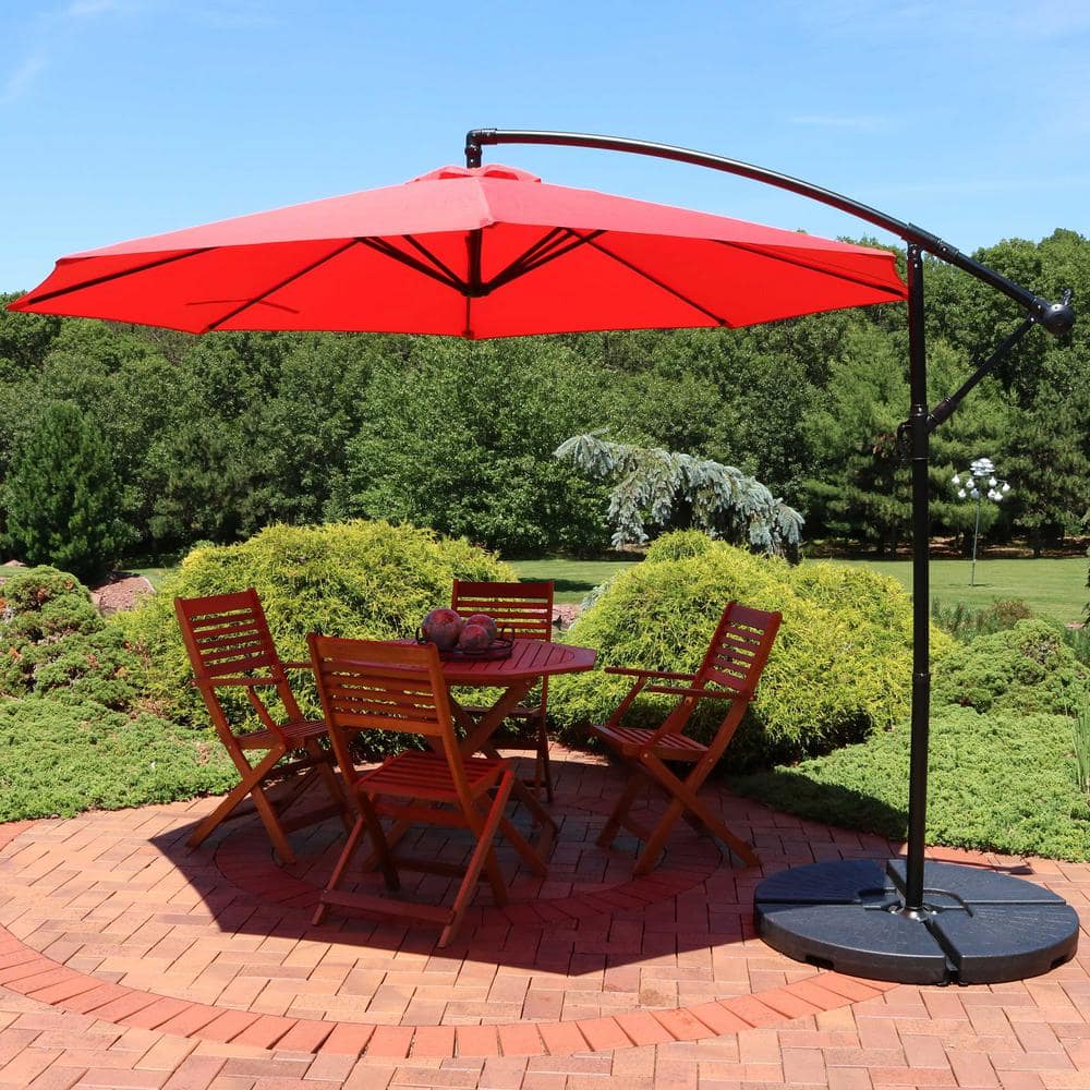 Cherry Red Steel Cantilever Patio Umbrella with Polyester Canopy