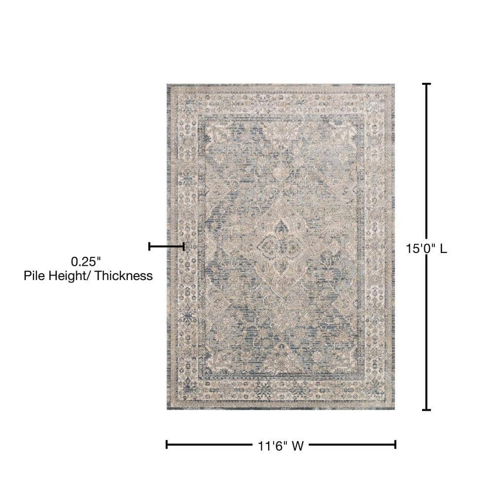 Reversible Teagan Sky & Natural 11'6" x 15' Synthetic Area Rug