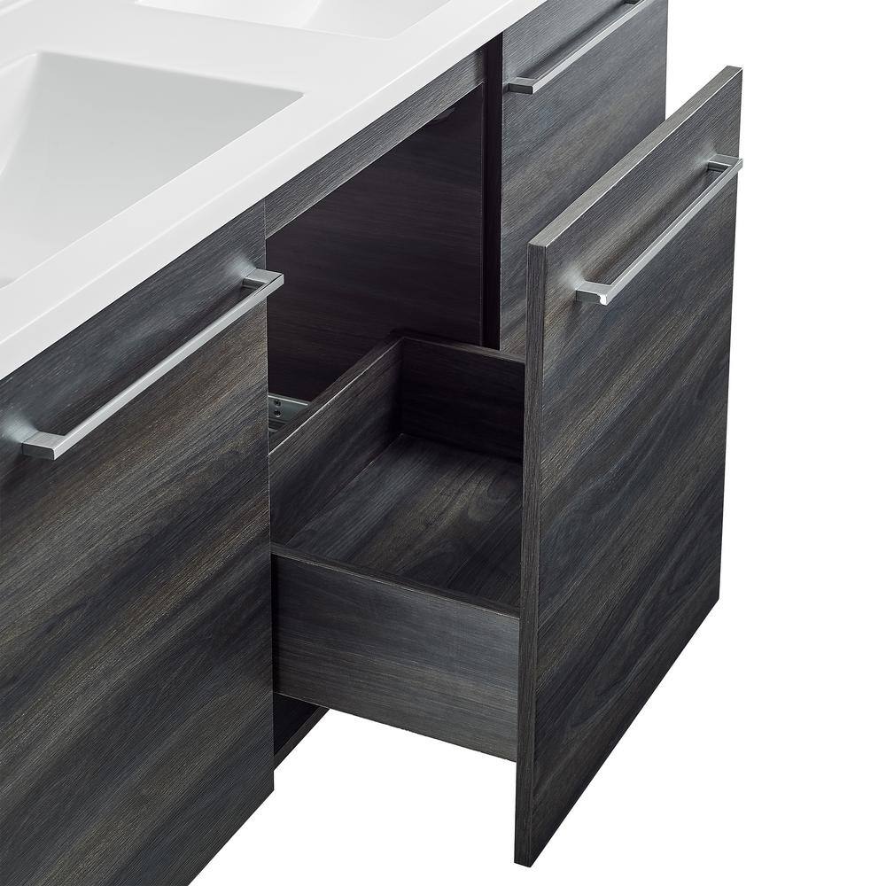 Annecy 60" Black Walnut Double Sink Freestanding Bathroom Vanity