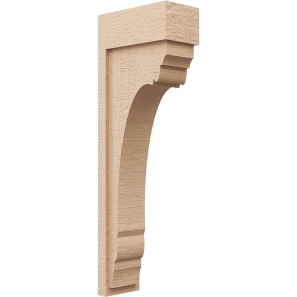 Ekena Millwork 5-in. x 10-in. x 30-in. Series 2 Thin Warren Rough Cedar Woodgrain Timberthane Polyurethane Corbel, Primed Tan