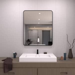 30 in. W x 36 in. H Rectangular Framed Wall Bathroom Vanity Mirror in Matte Black