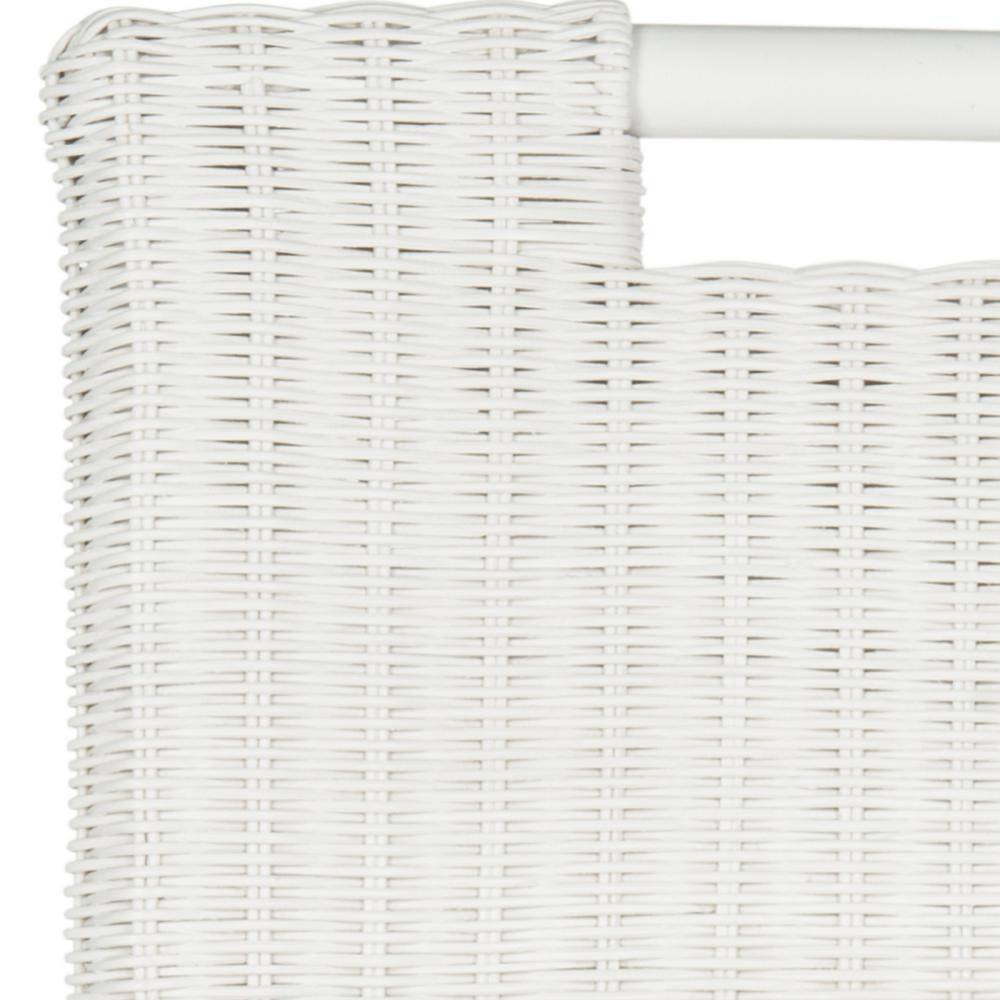 Transitional White Rattan Bar Stool with Comfy Cushion