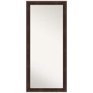 Warm Walnut 29 in. W x 65 in. H Non-Beveled Casual Rectangle Wood Framed Full Length Floor Leaner Mirror in Brown