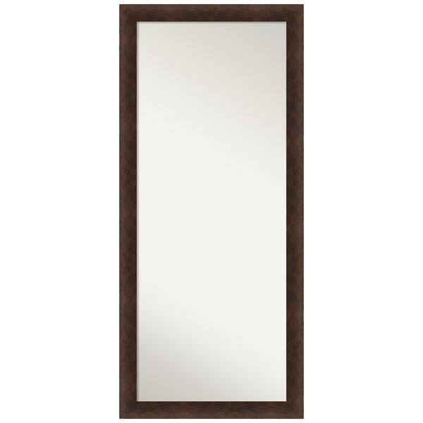 Amanti Art Warm Walnut 29 in. W x 65 in. H Non-Beveled Casual Rectangle Wood Framed Full Length Floor Leaner Mirror in Brown