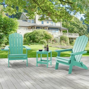 Apple Green Outdoor Plastic Folding Adirondack Chair Patio Fire Pit Chair for Outside (2-Pack)