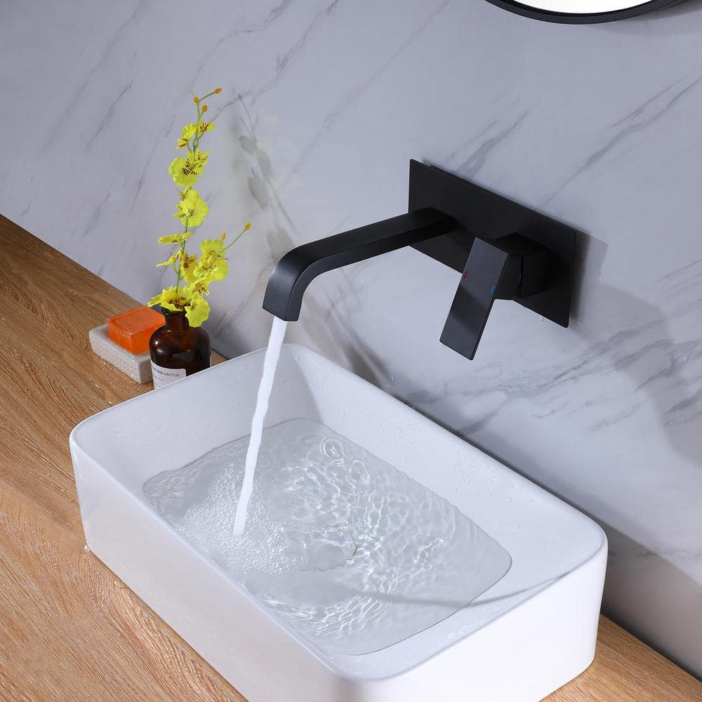 Matte Black Wall-Mount Single Handle Bathroom Faucet